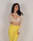 Top e coprispalle beige
