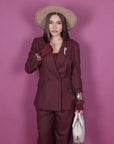Giacca Alice bordeaux gessato