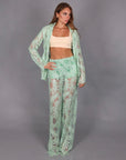 Tailleur macrame verde acqua