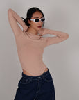 Body manica lunga cipria