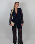 Blazer in pizzo blu