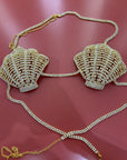 Top conchiglia strass oro