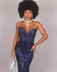 Dress midi cristallizzato blu navy