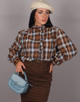 Camicia western a quadri Brown