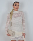 Mini dress in pizzo panna
