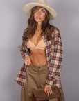 Camicia scozzese beige/rossa