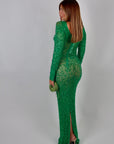 Long dress luxury diamond green