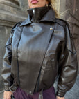 Giubbino Bomber ecopelle marrone