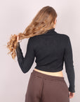 Maglia Crop collo alto nero
