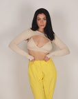 Top e coprispalle beige
