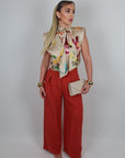 Pantalone tea in lino ruggine