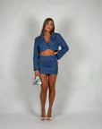 Coordset gessato blu