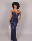 Dress midi cristallizzato blu navy
