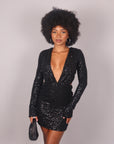 Dress Mermaid manica lunga nero