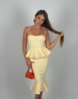 Midi bandage con balze giallo