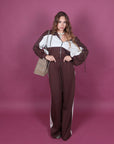 Felpa bicolore Brown/panna