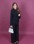Tailleur con giacca a kimono nero
