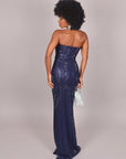 Dress midi cristallizzato blu navy