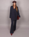 Tailleur doppiopetto gessato blu navy