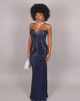 Dress midi cristallizzato blu navy