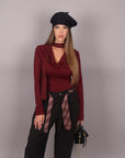 Maglia in lycra con foulard bordeaux
