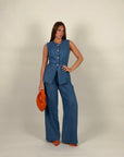 Pantalone palazzo Karina effetto jeans