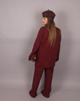 Tailleur doppiopetto gessato bordeaux