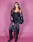 Bomber in vinile nero