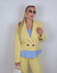 Giacca con inserti in camicia gialla