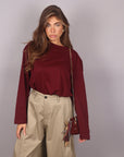T-shirt basic in cotone bordeaux manica lunga