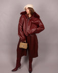 Bomber Crop in pelle bordeaux