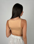 Top crop basic beige