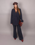 Tailleur doppiopetto gessato blu navy