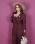 Giacca Alice bordeaux gessato