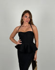 Midi bandage con balze nero