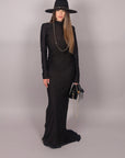 Dress in lycra nero scollato dietro