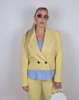 Giacca con inserti in camicia gialla