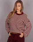 Pull mille righe bordeaux