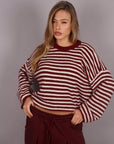 Pull mille righe bordeaux