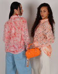 Camicia flowers pesca