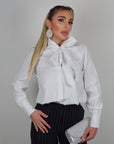 Camicia basic White con fiocco bianca