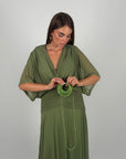 Dress in chiffon curvy verde