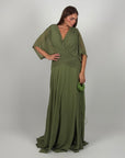 Dress in chiffon curvy verde