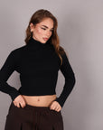 Maglia Crop collo alto nero
