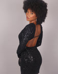 Dress Mermaid manica lunga nero
