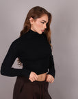 Maglia Crop collo alto nero