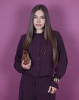 Giacca Crop con bottoni bordeaux