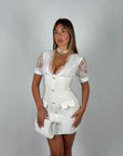 Mini dress bandage e pizzo bianco