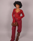 Maglia in pizzo bordeaux