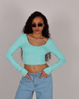 Maglia Crop tiffany